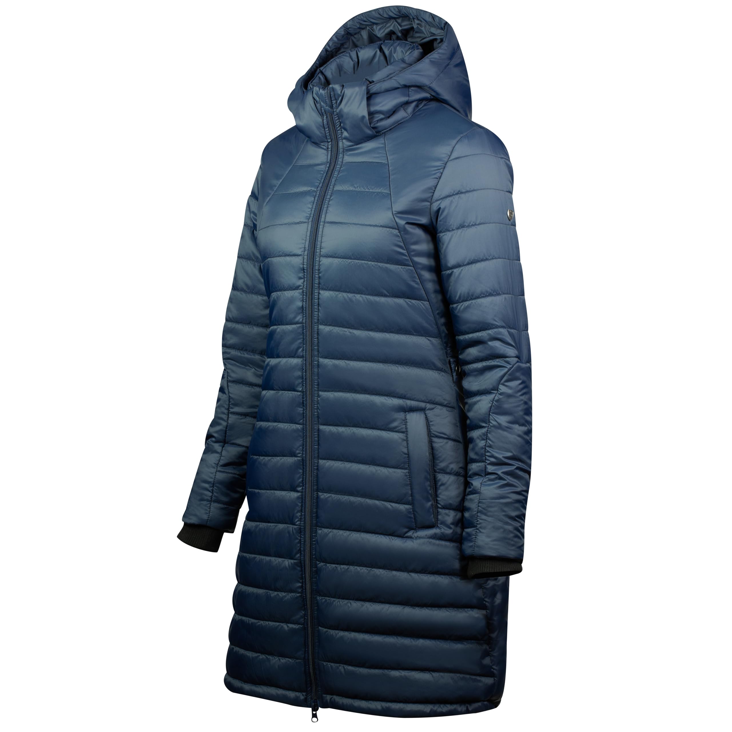 HORZE Damen Reitmantel Charlotte, Gesteppte Reitjacke Winter, wasserdicht, Blau, 40