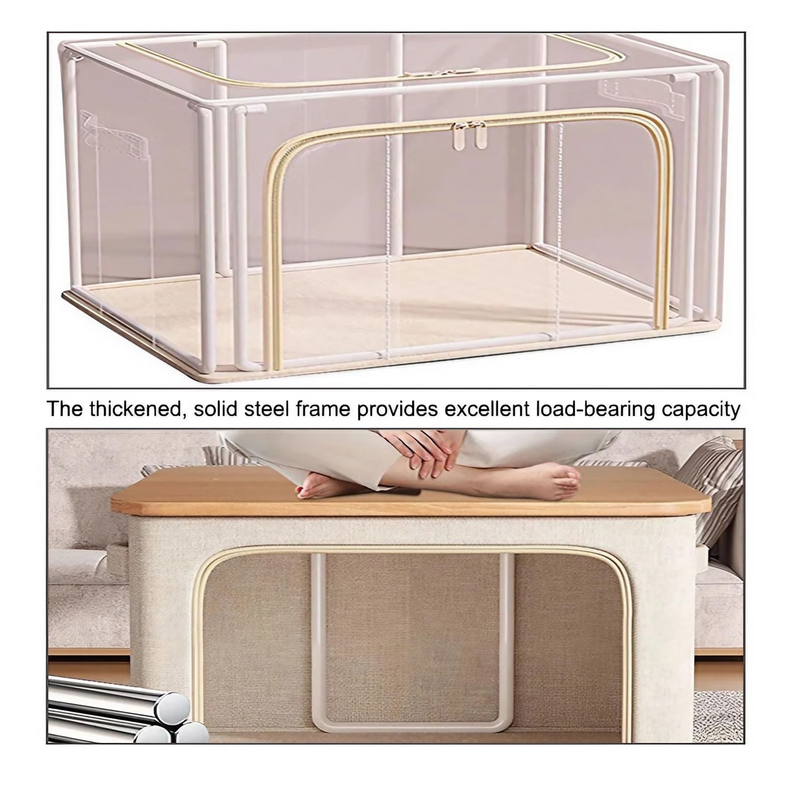 Aufbewahrungstasche für Kleidung Faltbar, Kleiderbox mit Deckel Wasserdicht, Organizer aus Stoff für Kleiderschrank, Aufbewahrungsbox für Bettwäsche(60 x 42 x 40 cm)