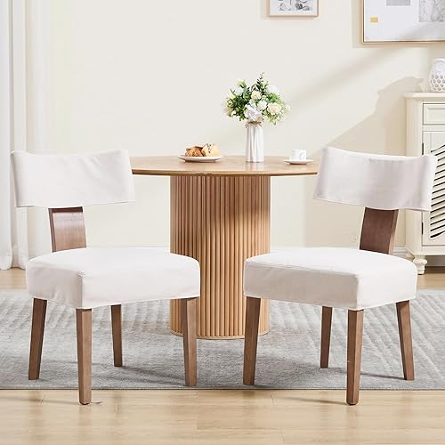 Miniatura 11 de VESCASA Sillas de comedor tapizadas con patas de madera negra, sillas de comedor acolchadas de lino moderno de mediados de siglo con respaldo
