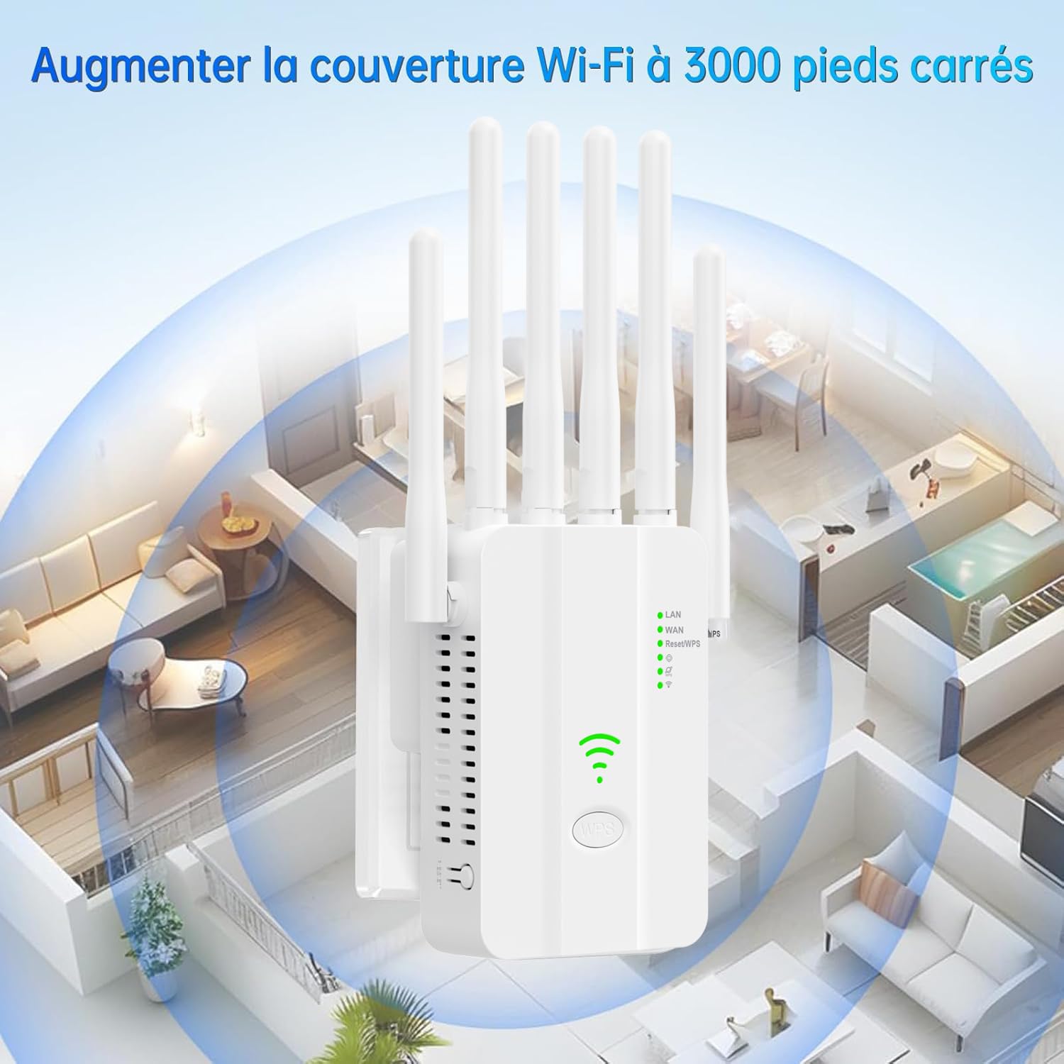 Repeteur WiFi, WiFi Extender De Dernière Technologie Avec 6 Antennes