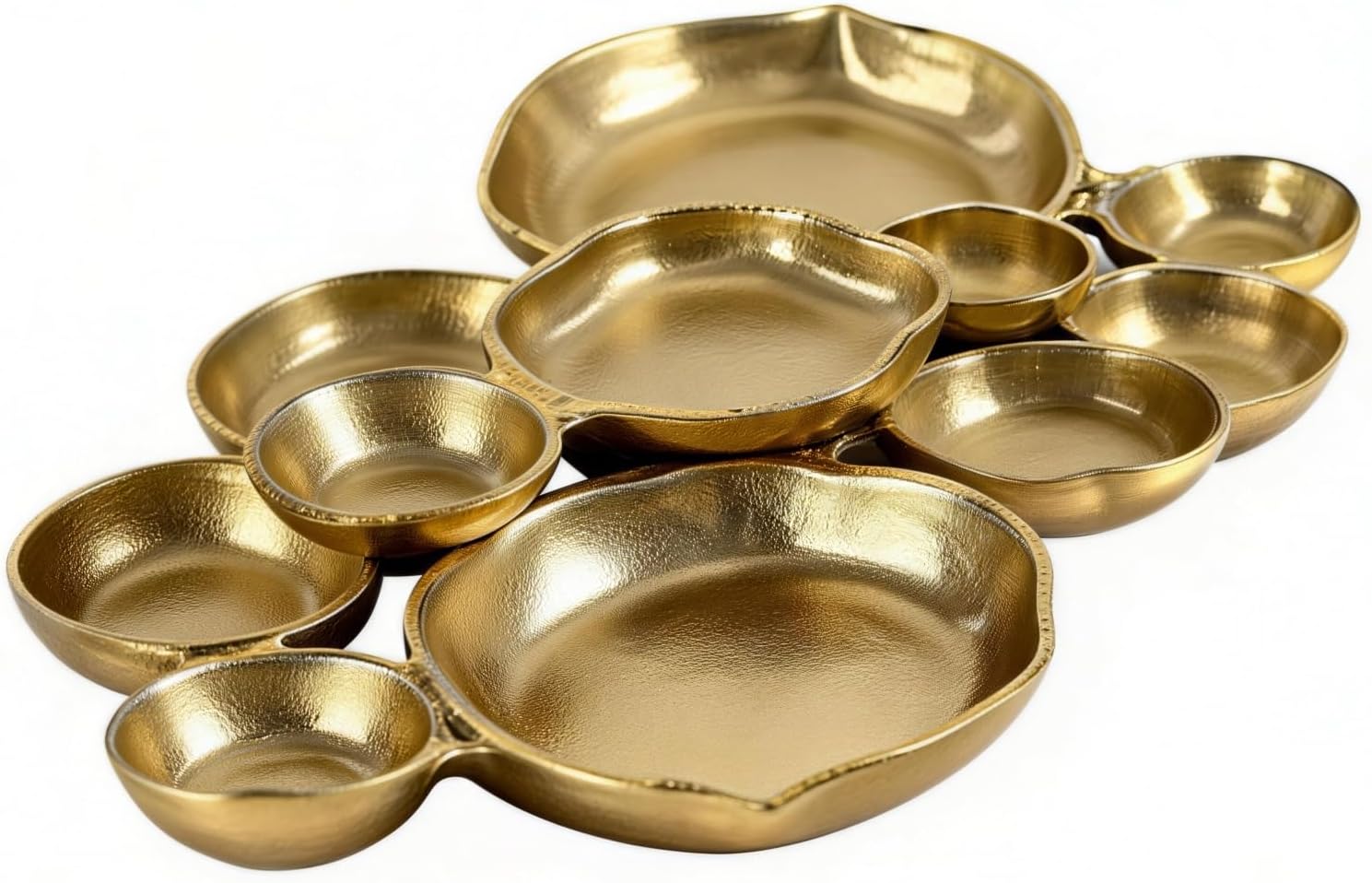 Clustered Serving Bowl, Nine-Grid Design Gold Charcuterie Tray, Elegant Snack Pl…