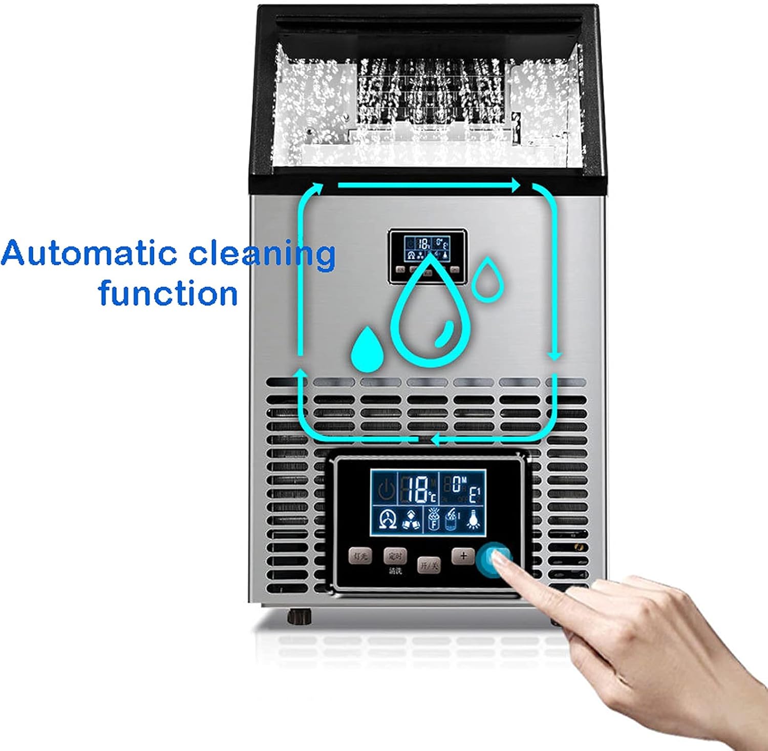 Ice Maker Machine for Countertop, Portable Ice Cube Maker, Self-Cleaning LED Display Low Noise - Ideal for Home Kitchen Office Restaurant Bar Coffee Shop (A 68 kg) (A 68 kg (A 68 kg) (C 80 kg)