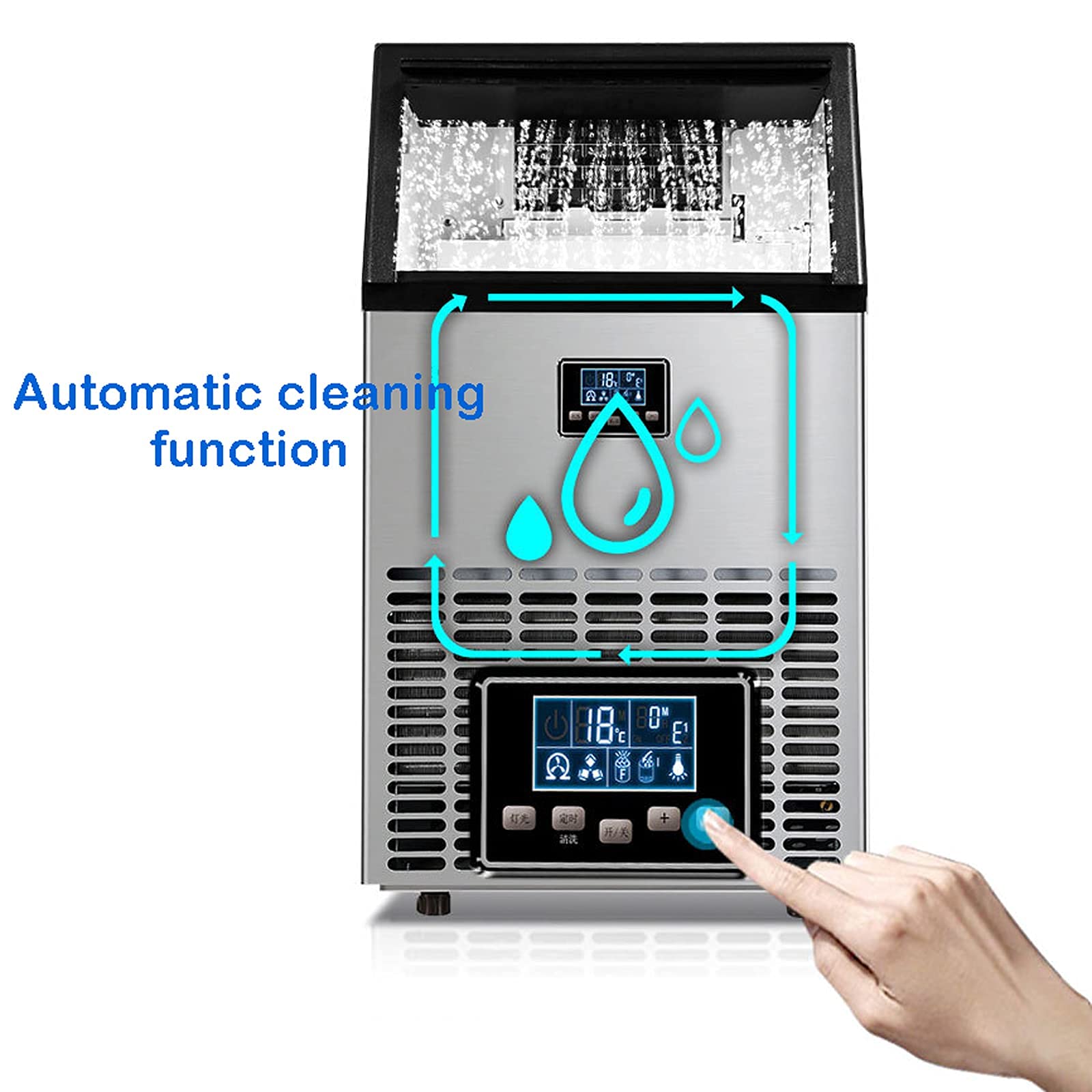 Ice Maker Machine For Countertop, Portable Ice Cube Maker, Self-Cleaning LED Display Low Noise - Ideal For Home Kitchen Office Restaurant Bar Coffee Shop (A 68 Kg) (A 68 Kg (A 68 Kg) (C 80 Kg) on Fridge.com - View 5
