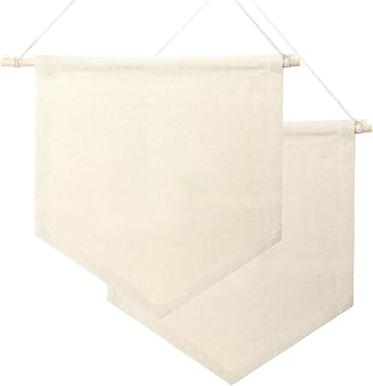 2Pcs Blank Wall Canvas Banner Wall Display Banner Decorative DIY Plaque Blank Wall Hanging Brooch for Display Badge Buttons Indoors Wedding Graduation