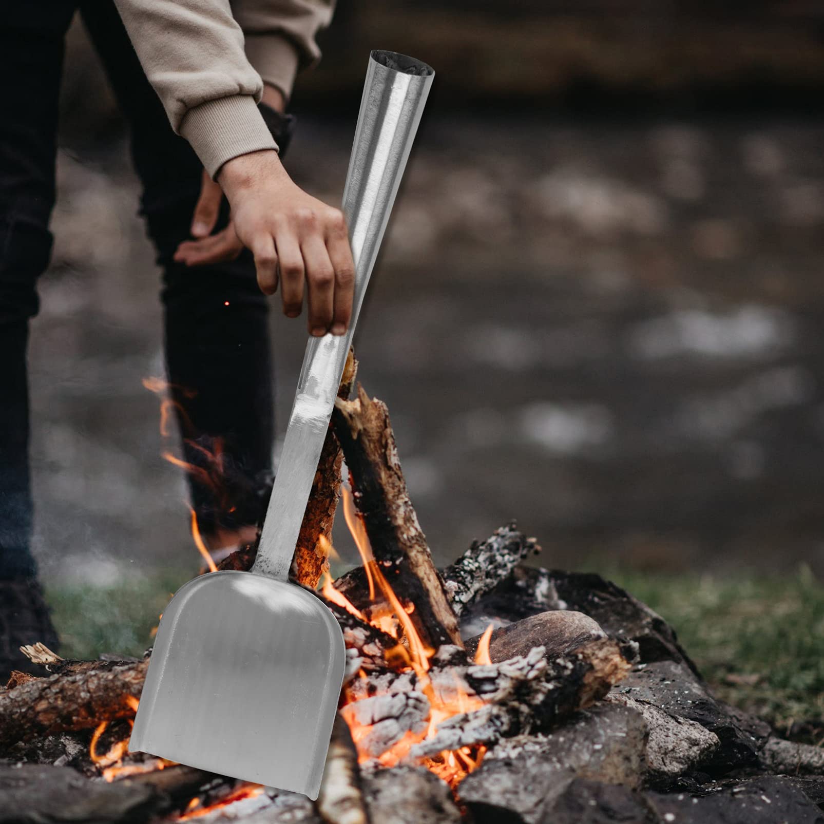 Kohlenschaufel 1 Stück aus Chromstahl, Silber, für Bbq