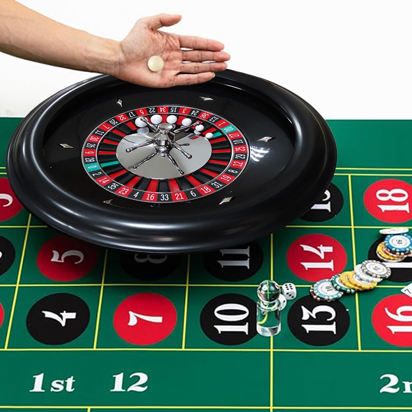 Generisch Hölzernes Roulette-Rad Roulette Aus Plastik Tischspiel Plattenspieler Roulette Radsatz Roulette Spiel Casino Set Roulette Rad Lässige Tischspiele Für Kinder Und Erwachsene,Without pad