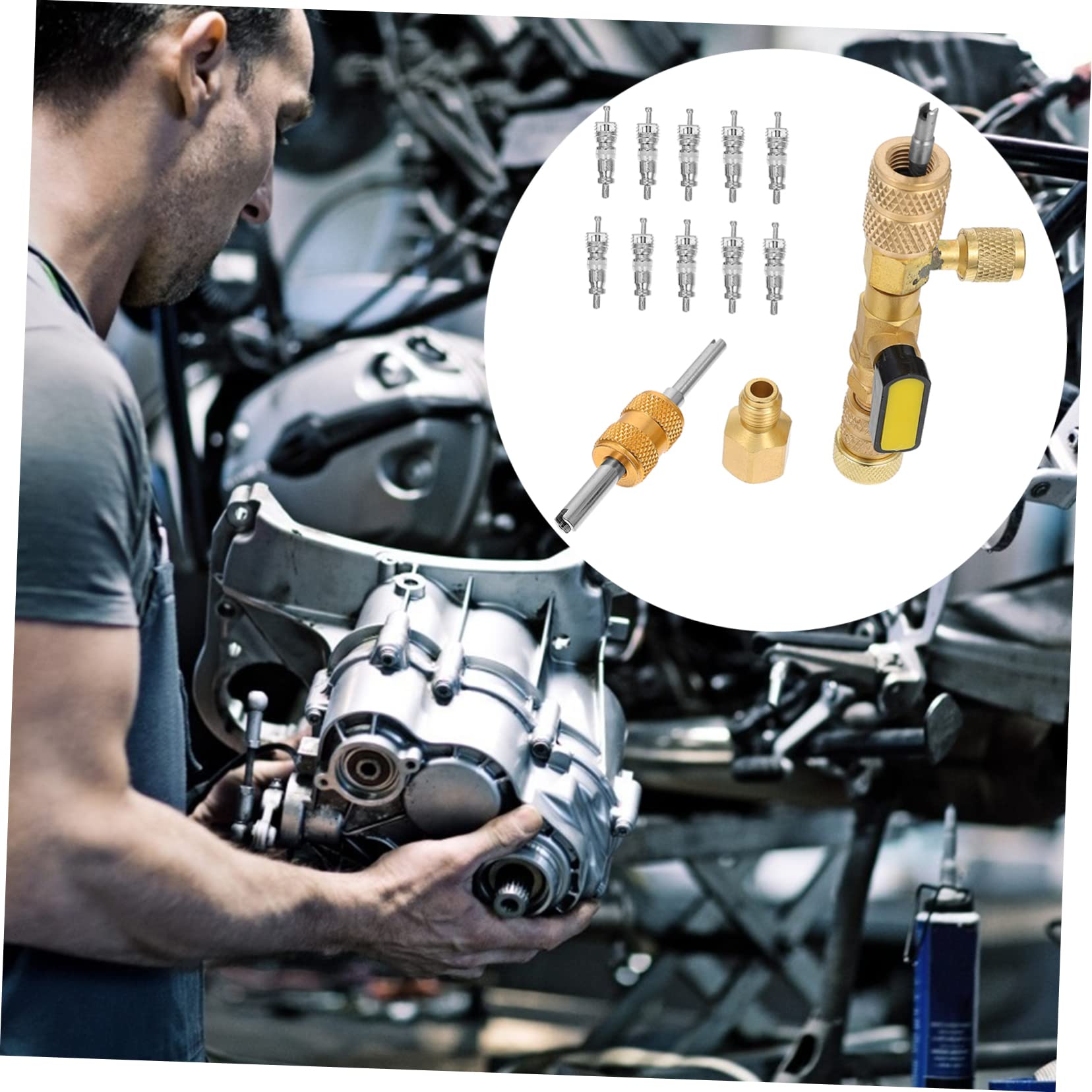 FAVOMOTO 1set Valve Core Removal Tool Double Design for Efficient Tire Core Removal Lightweight and Compact Installer Sae and Ports