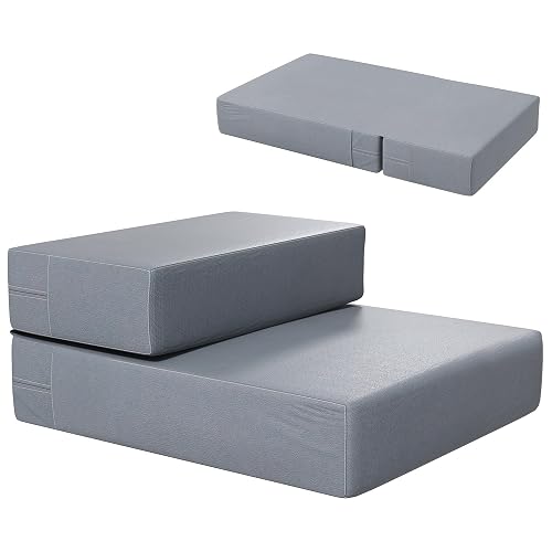 PawHut Escalera para Mascotas de 2 Peldaños 2 en 1 Cama de Perros Gatos Tapizada en PU Desenfundable…