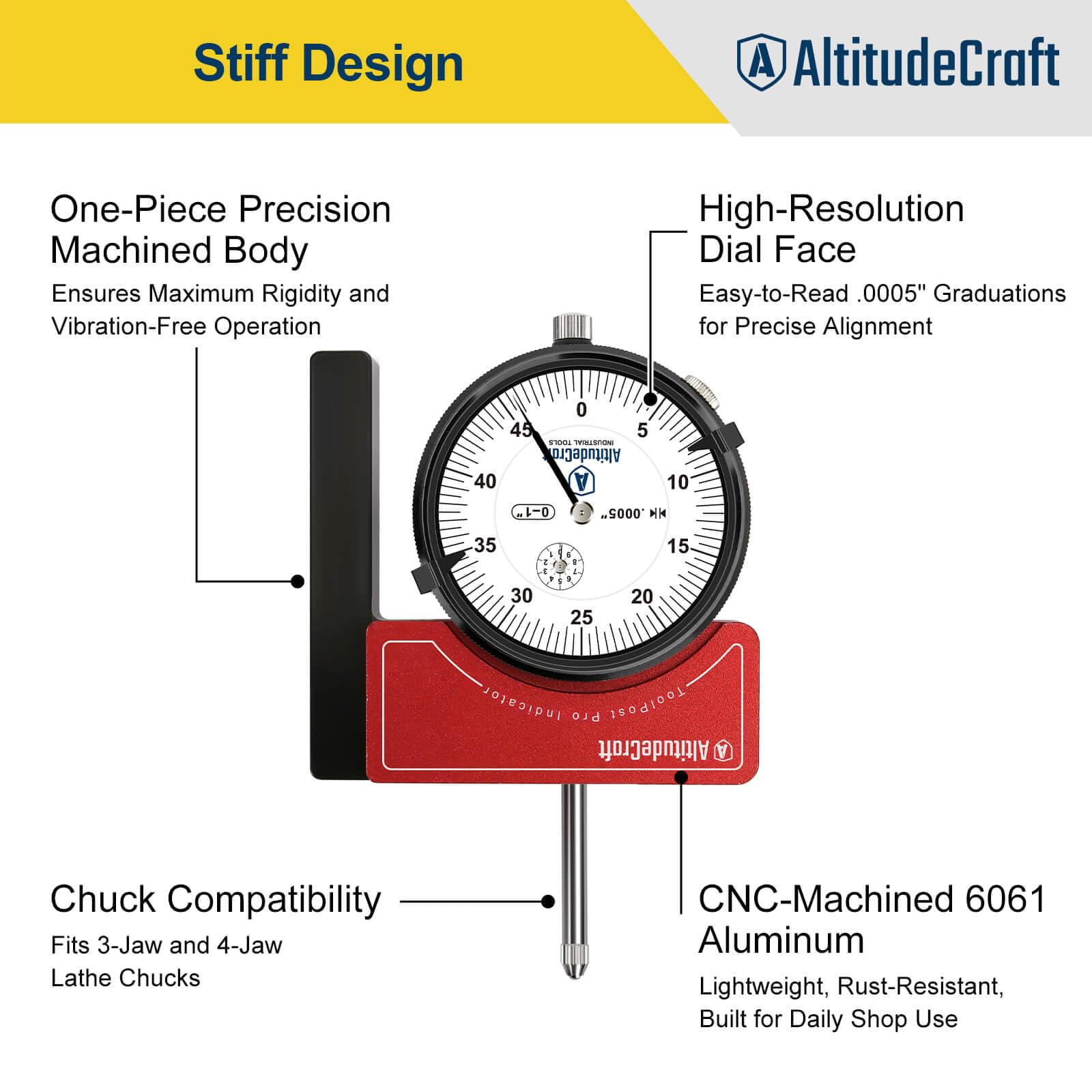 Lathe Tool Post Indicator Holder with .0005″ Dial Indicator — Amazon image 4
