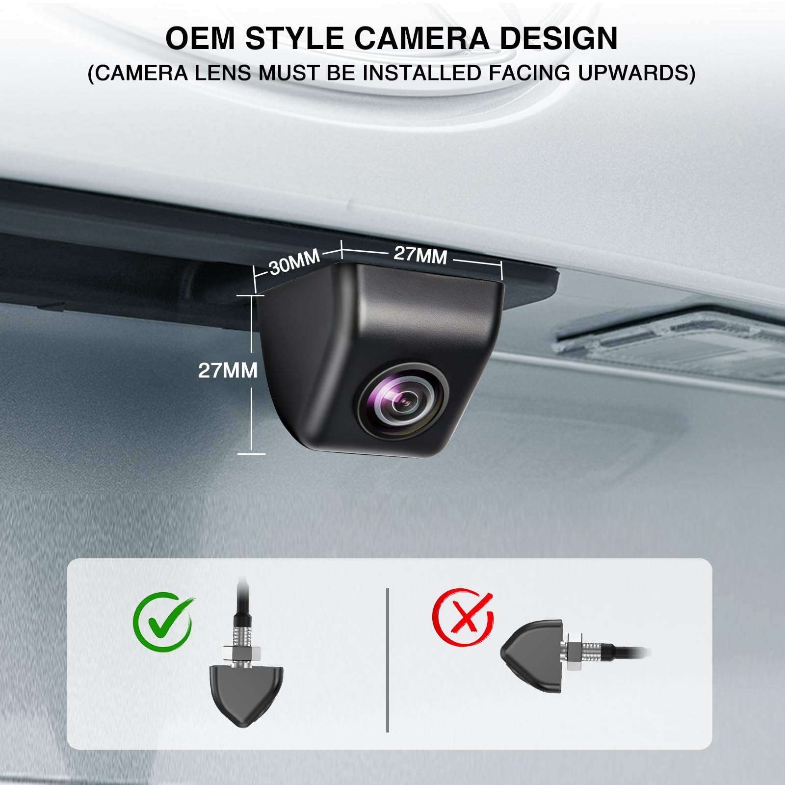PARKVISION Rückfahrkamera für Auto Robustes Metallgehäuse 1080P HD Backup Kamera, 180° Weitwinkel-Rückfahrkamera im OEM-Stil für alle Fahrzeugtypen mit 6 umschaltbaren Systemen