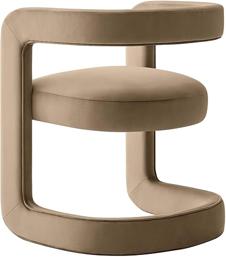 Miniatura 8 de Modway Winslow Silla de comedor de terciopelo resistente a las manchas en color gris pardo - Sillón de barril con respaldo abierto - Silla de