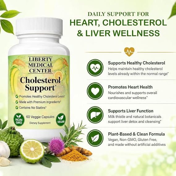 Cholesterol Support Supplement by Dr. Rodney Malisos Heart Health & Cholesterol Wellness Formula with Bergamot, Berberine, Garlic, Milk Thistle & Olive Leaf 60 Capsules