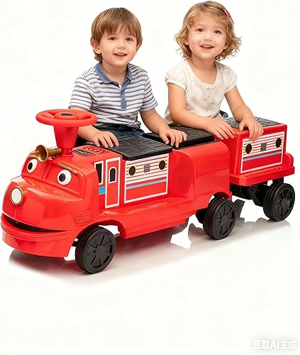 Miniatura 9 de GarveeLife Carruaje sin rieles de 2 plazas, espacio de almacenamiento, música, 2 velocidades, coche eléctrico para niños pequeños a partir de 3 Rojo