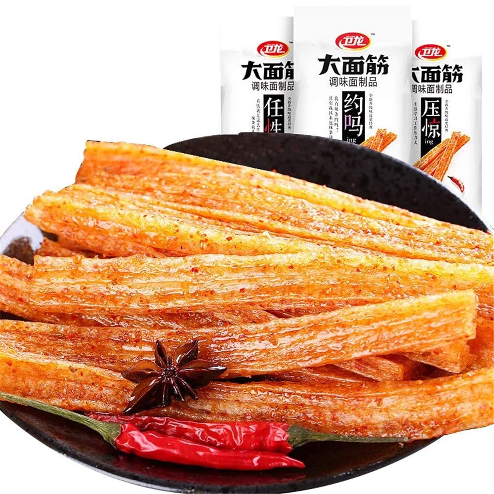 WeiLong Latiao Damianjin Spicy Gluten New Package 卫龙辣条 大面筋 (106g3packs)