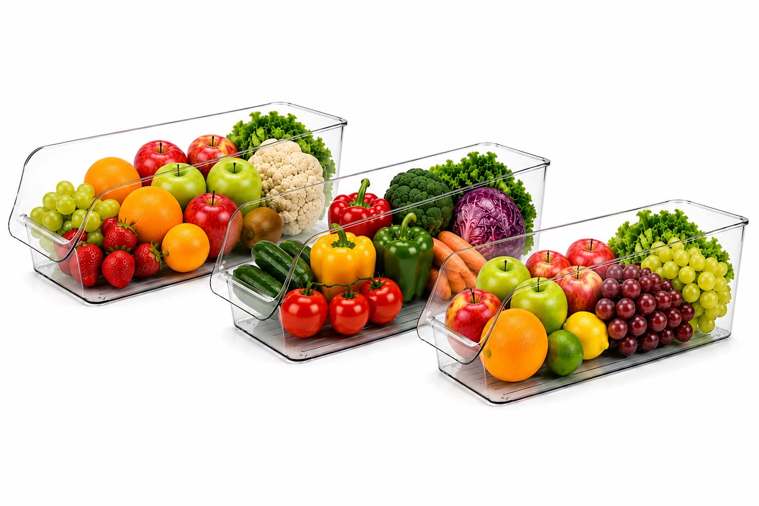 Vegetable Organiser for Fridge, Storage Box and Organiser for Fridge, Multipurpose Vegetable & Milk Tray for Fridge, Refrigerator Storage Organizer for Fruits, Vegetables & Grocery Pack of 3-image-21