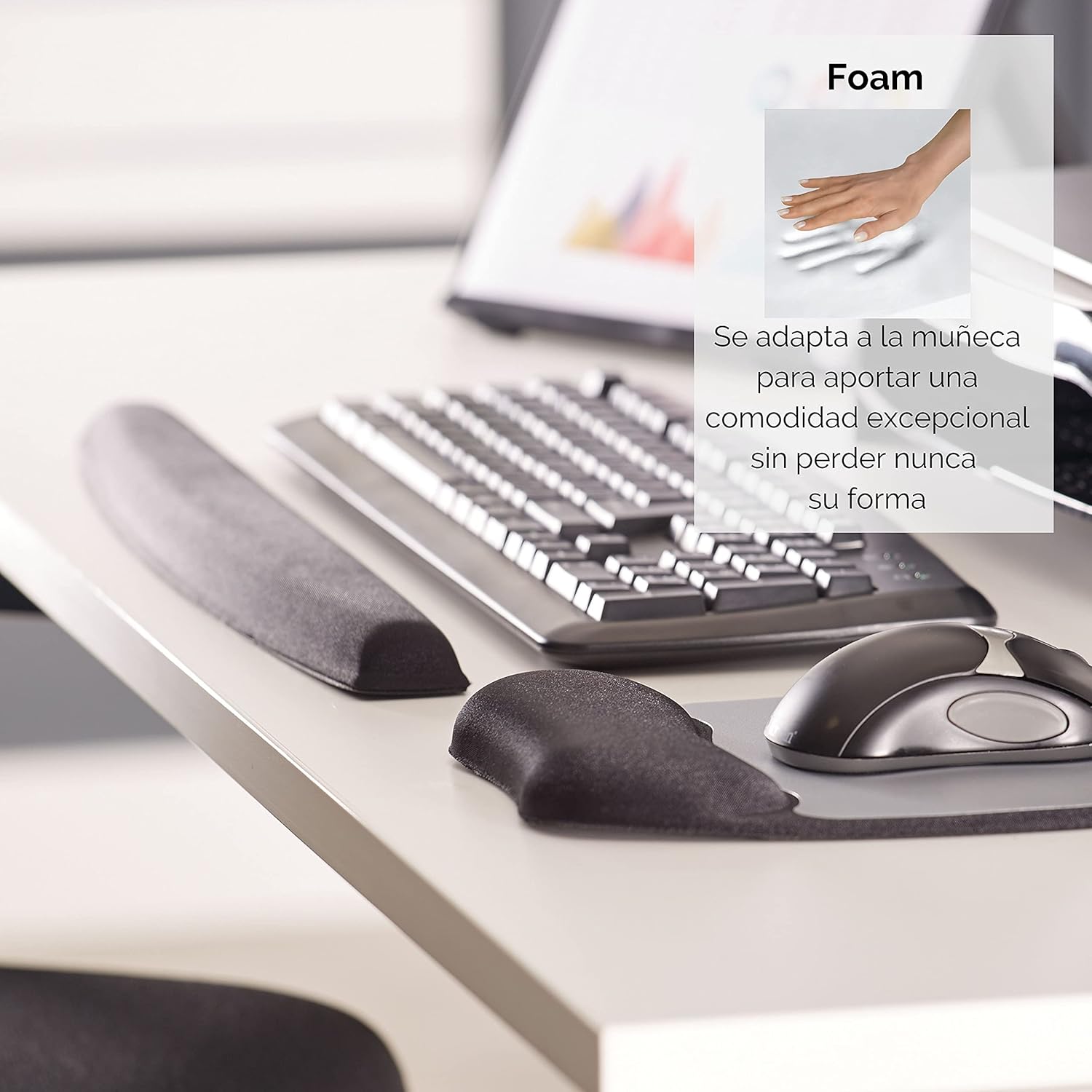 Flash Sale Fellowes 9178201 Memory Foam Wrist Rest, Black (91782), 2.94 x 19.94 x 0.94 inches