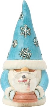 Enesco Jim Shore Heartwood Creek Gnome Holding a Miniature Snowman Dome Figurine, 6.3 Inch, Multicolor