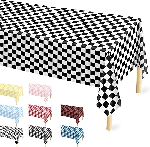Mulbozy 12 manteles de plástico negro para mesa rectangular, 54 x 108 pulgadas, fundas desechables de mesa de fiesta negras para cumpleaños,