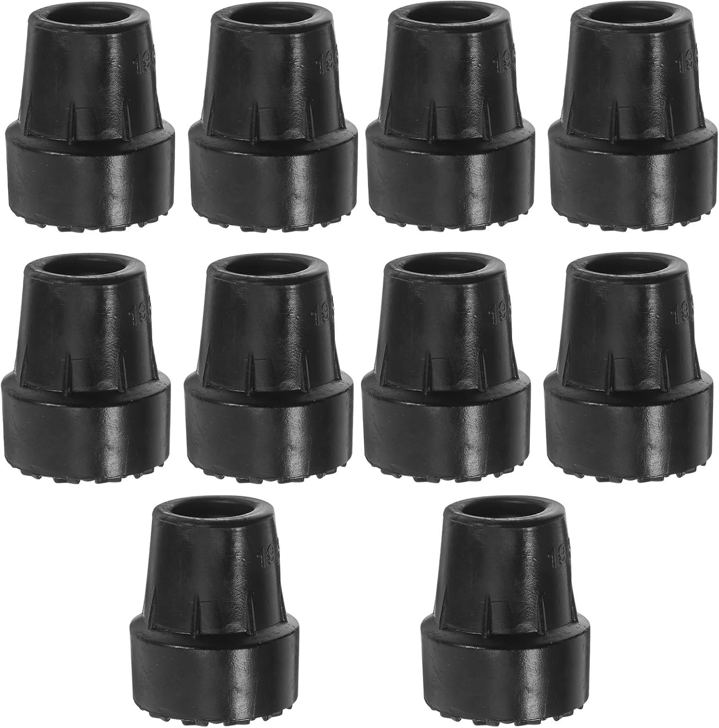 10pcs Heavy Duty Replacement Rubber Cane Tips Non-Slip Walking Stick Tip Replacements 19mm Inner Diameter Black for Canes Crutches and Hiking Poles Stability