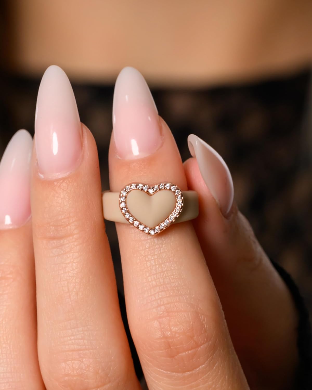 Rinfit Women’s Heart Ring – Silicone Wedding Band with Metal Heart, Cubic Zirconia or Plain Metal Frame - Patent Pending Design - Image 2