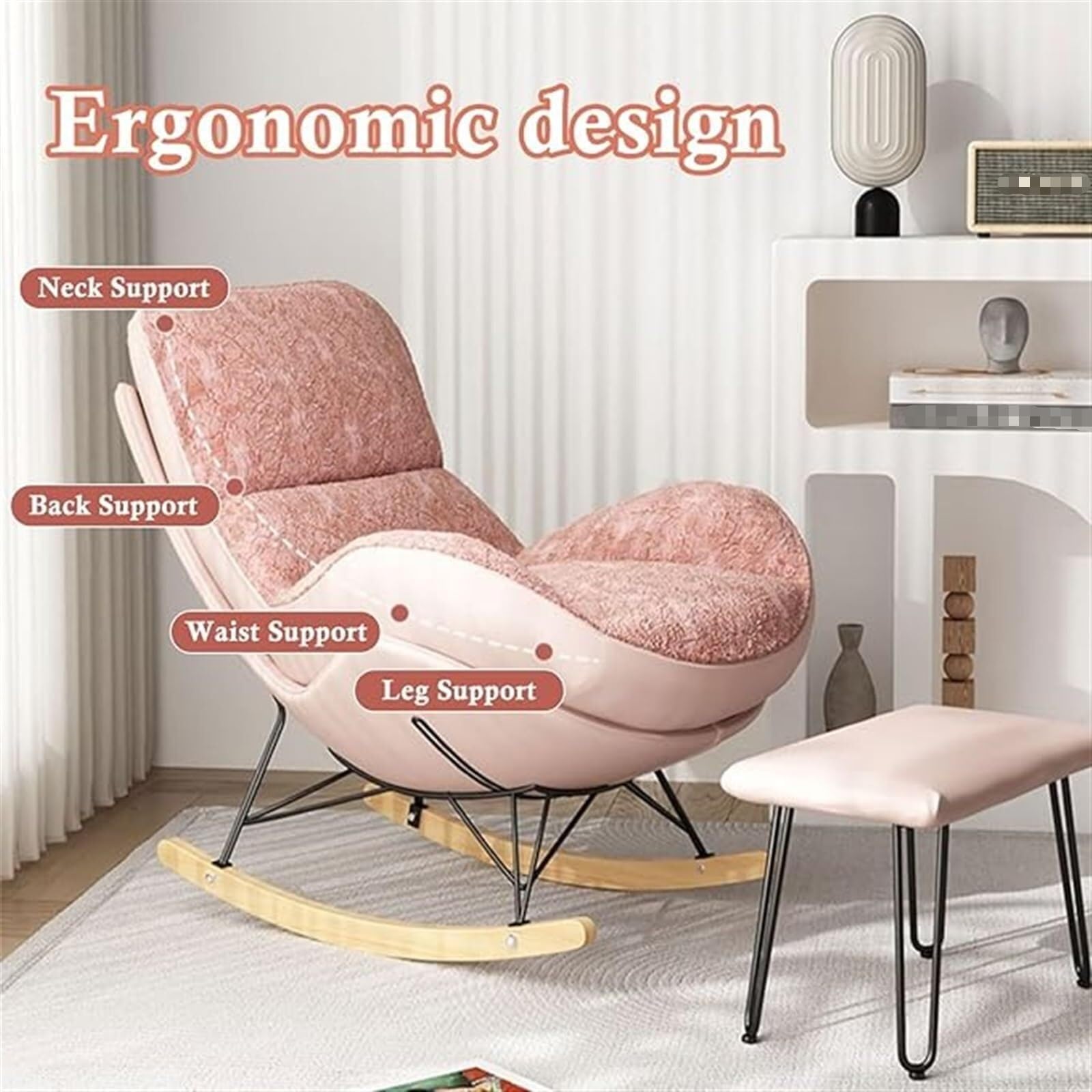 Générique Fauteuil à Bascule Moderne en Velours avec Coussins épais - Fauteuil Lounge Confortable pour Lire, Faire la Sieste, Meuble d'appoint pour Le Salon - Décoration intérieure Orange élégante