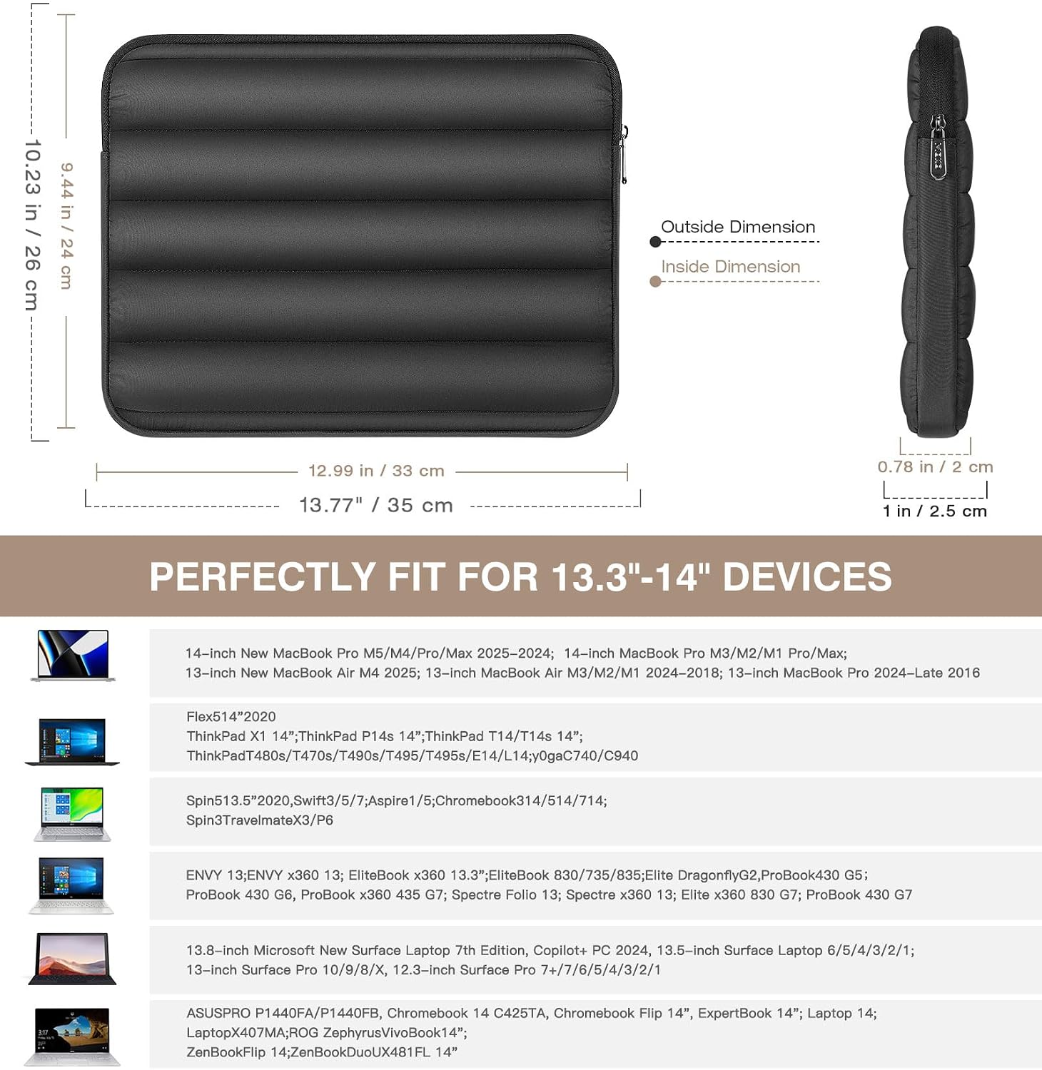 MoKo 13-14 Inch Puffy Laptop Sleeve Bag Padded Protective Carrying Case image 2