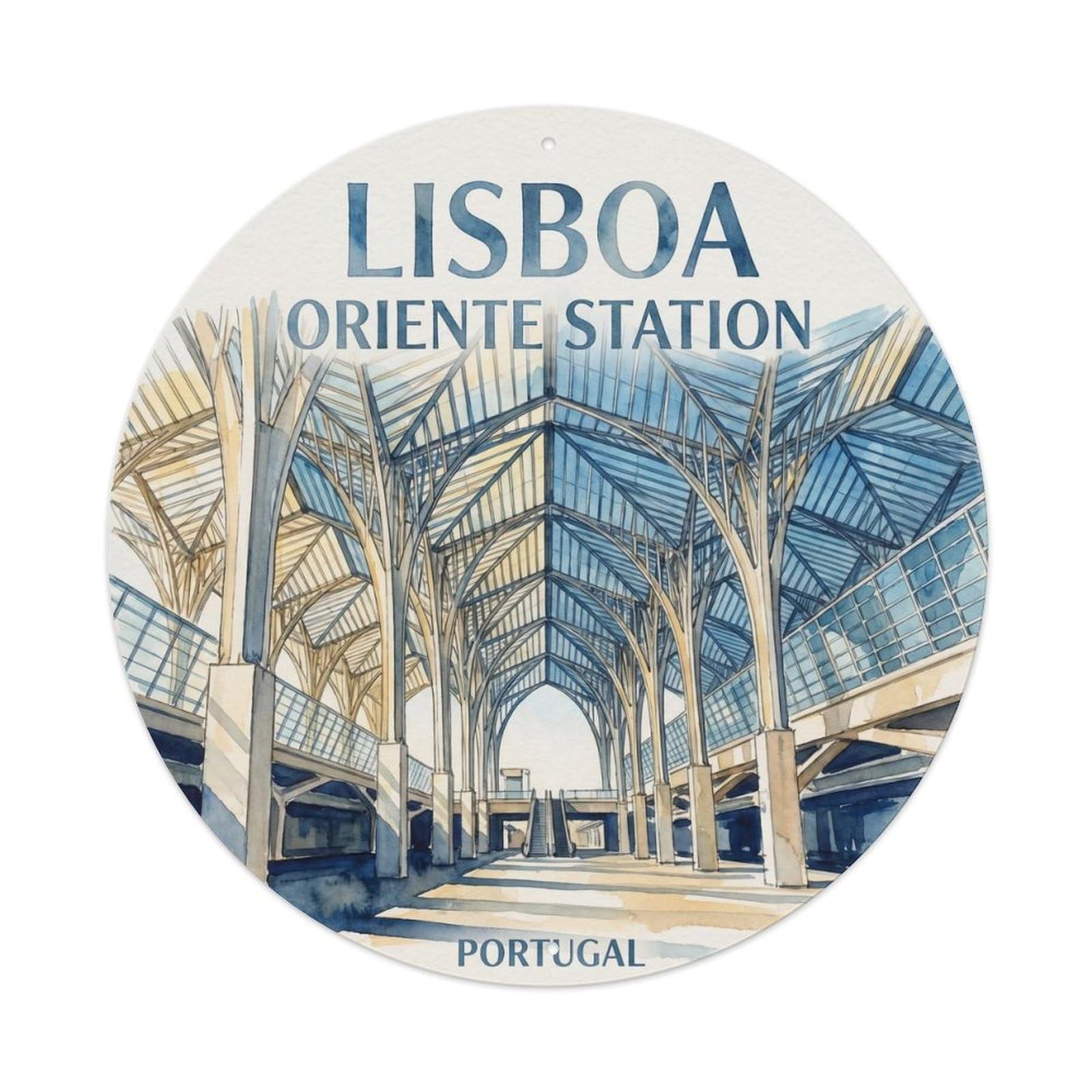 Olhnbad Style Portugal Lisboa Oriente Station Portuguese Heritage Metal Tin Sign