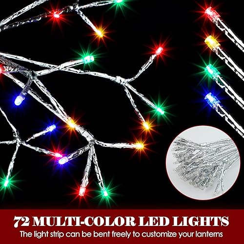 Miniatura 5 de Baquler 6 Pcs Christmas 3D Snowflake Hanging Ornament with 72 LED Lights 16 Inch Christmas String Lights Metal Snowflake Lights for Patio Wedding