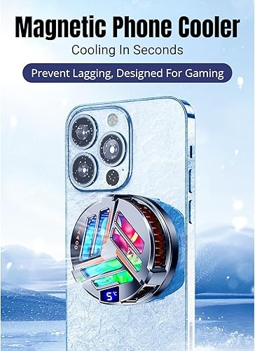Miniatura 2 de Phone Cooler Magnetic Phone Cooler Cooling Fan for Gaming, Compatible with 12,13 & 14 Series , Dual Semiconductor, with LED Display for
