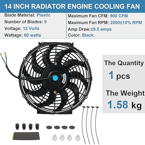 Miniatura 26 de Ventilador delgado universal de 16 pulgadas Push Pull Radiador eléctrico Ventilador de enfriamiento 12V 120W con kit de montaje