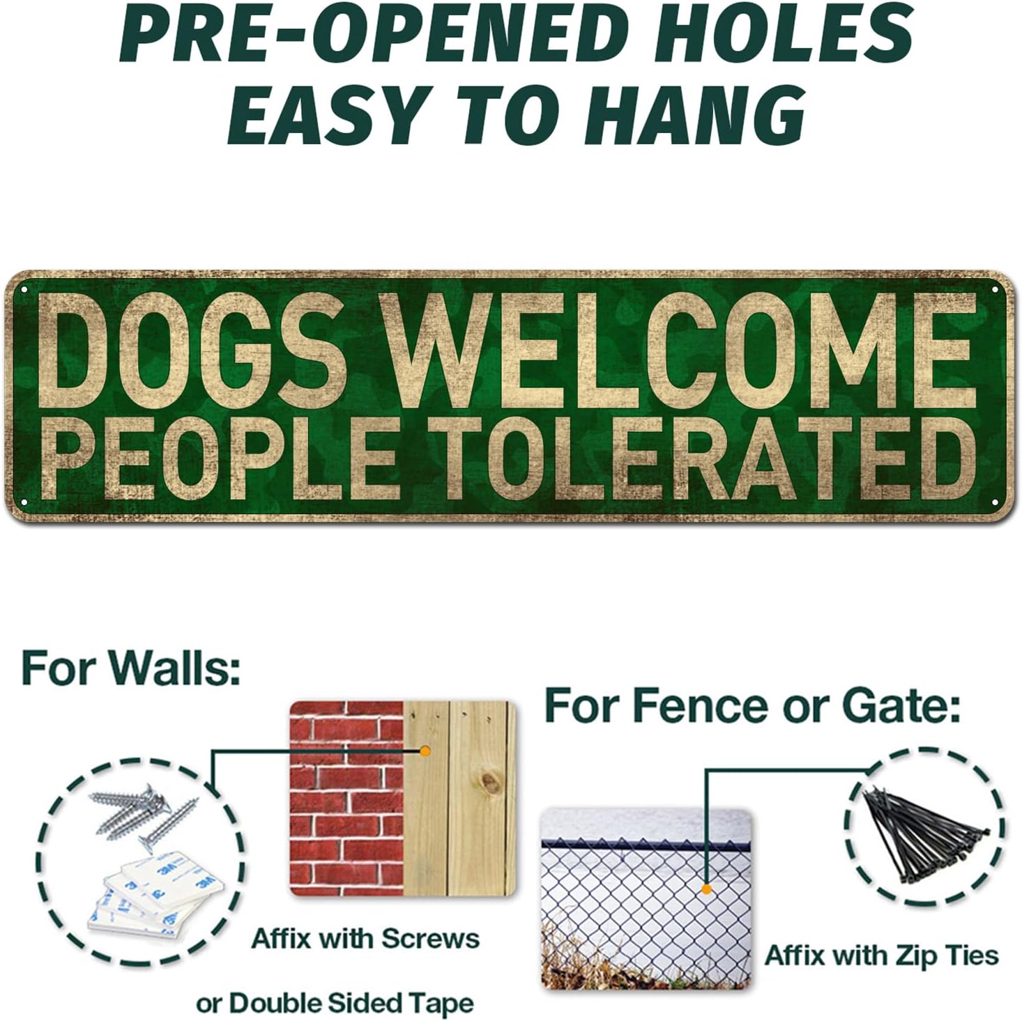 Dogs Welcome People Tolerated Dog Lover Metal Sign 4x16 Inch image 3
