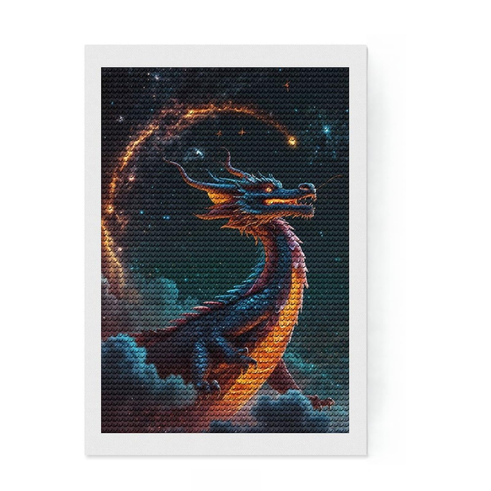 Junmoney Galactic Guardian Dragon Full Drill Diamond Painting Kit 8"x12", for Teens, Boho Decor, Good for Quiet Evenings, Thoughtful Handmade Gift