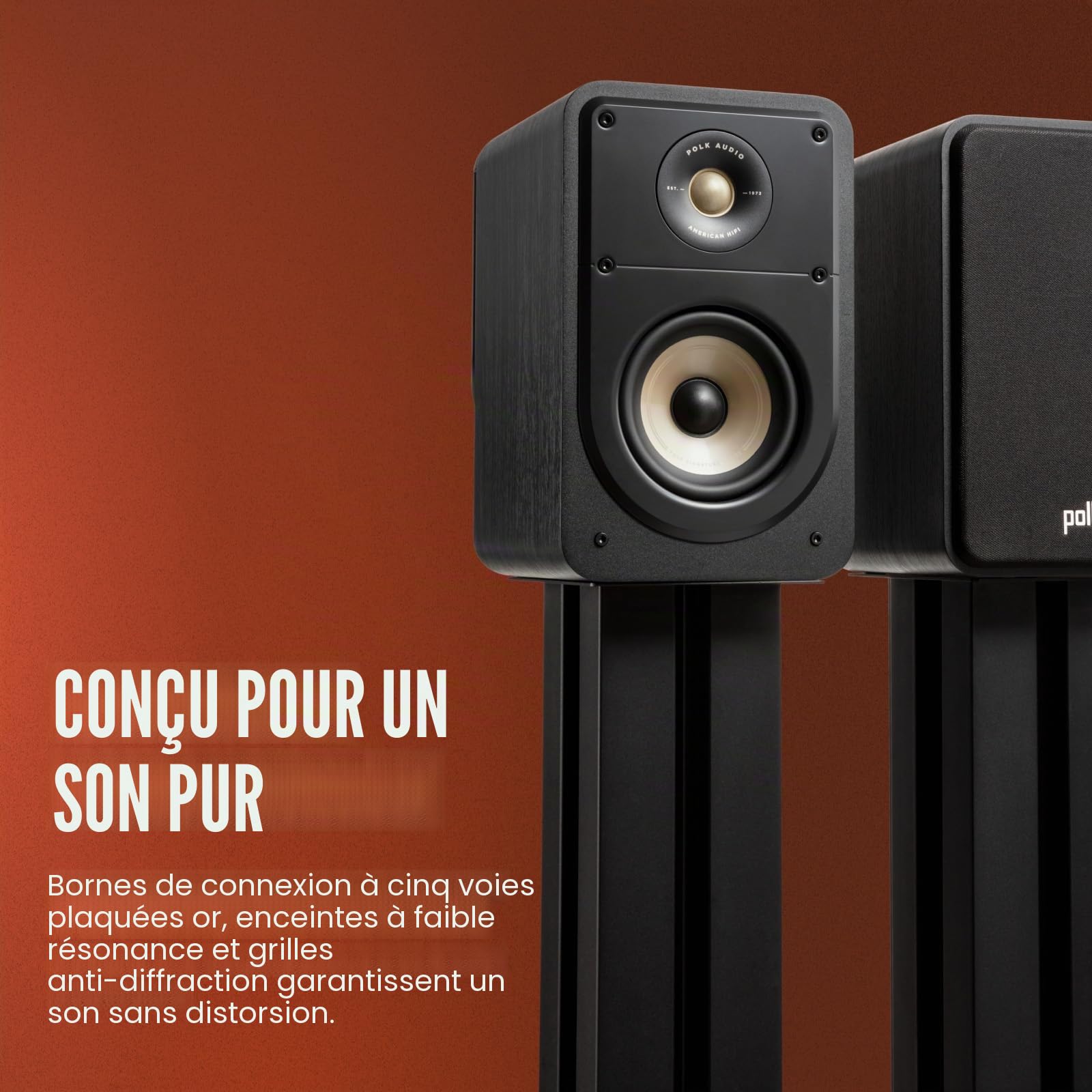 Polk Audio Signature Elite ES15 Enceintes Étagères Hi-Res, Compatibles Dolby Atmos/DTS:X (Paire) - Noires