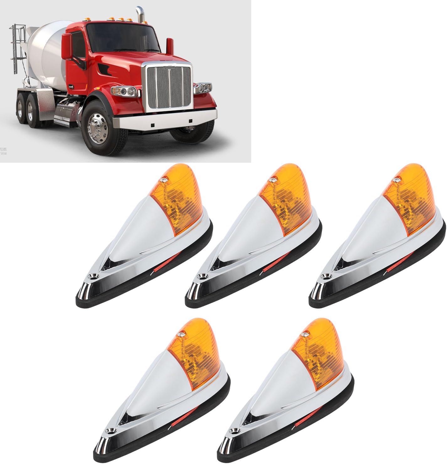 Estink 5pcs Cab Marker Lights Cab Clearance Lights Roof Running Lights Universal for Trucks Trailers Tractors with Super Bright Amber Halogen Bulbs Weatherproof Shockproof (24V)