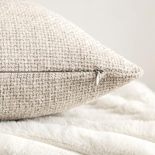 Miniatura 2 de Juego de 4 fundas de almohada neutras de 20 x 20 pulgadas, serie beige gris, felpilla texturizada para sofá, cama y sala de estar