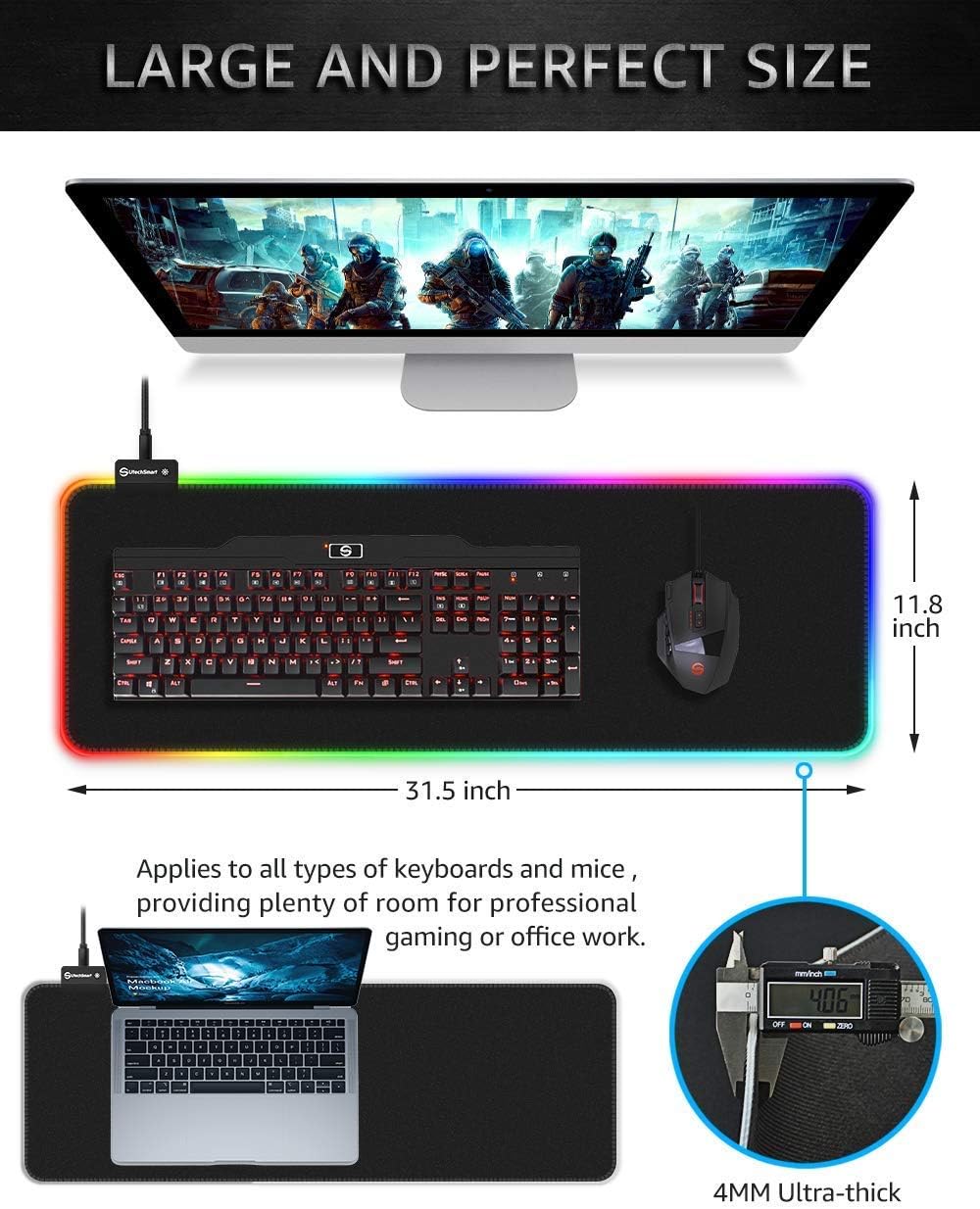 Buy UtechSmart Venus MMO Gaming Mouse and RGB Gaming Mouse Pad Bundle