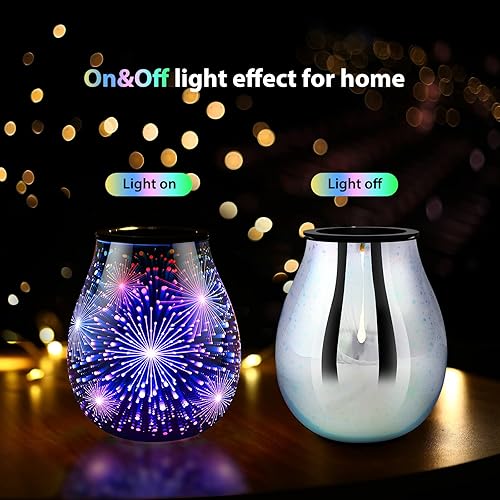 Miniatura 40 de Calentador eléctrico de cera con aroma de alas de ángel 3D con luz LED de 7 colores cambiantes, calefacción PTC, bandeja de silicona extraíble