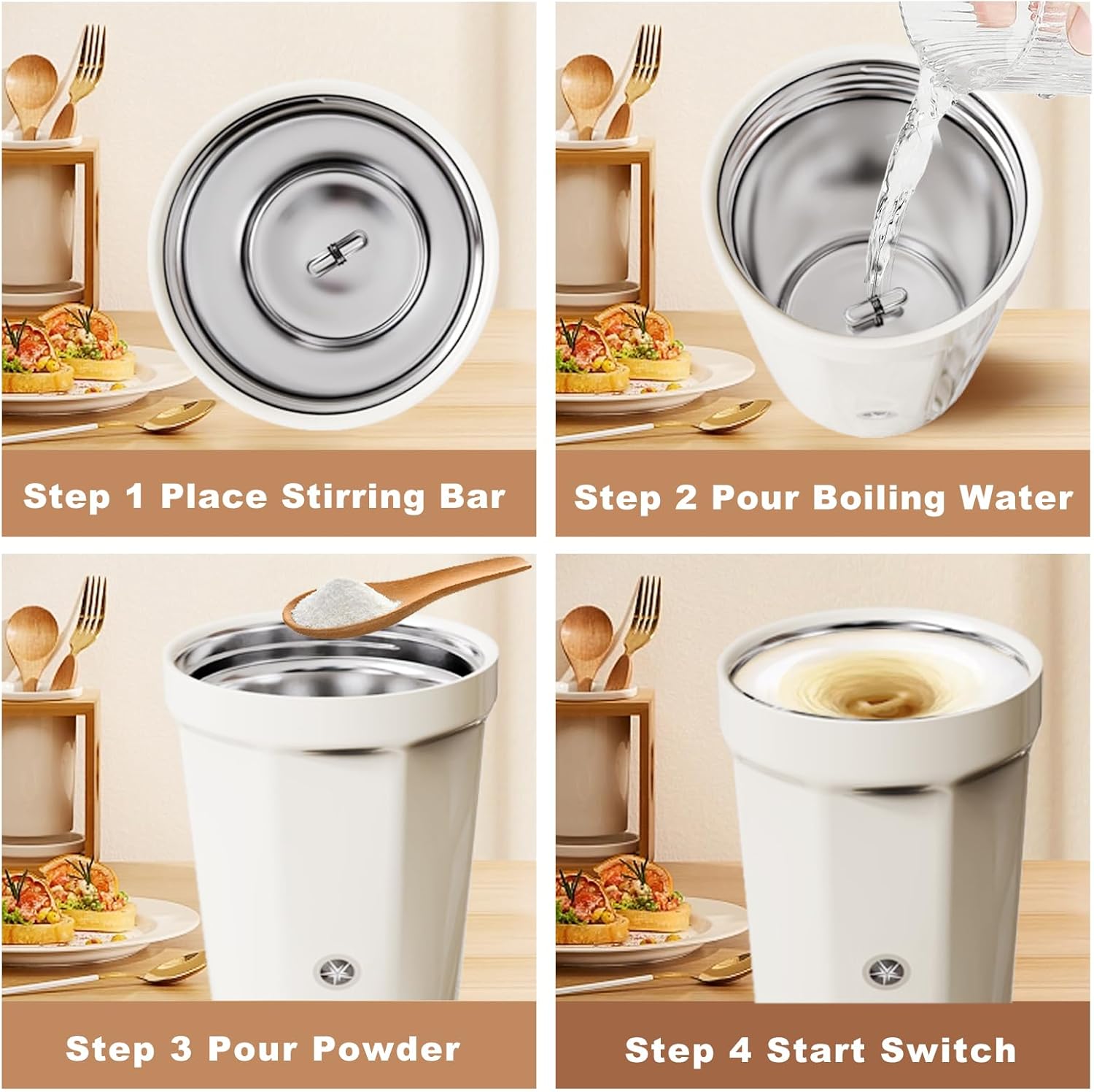 Self Stirring Mug, 400mL Rechargeable Electric Automatic Magnetic Mixing Cup with Leak-Proof Lid, Travel Mug for Coffee/Milk/Hot Chocolate - Image 2