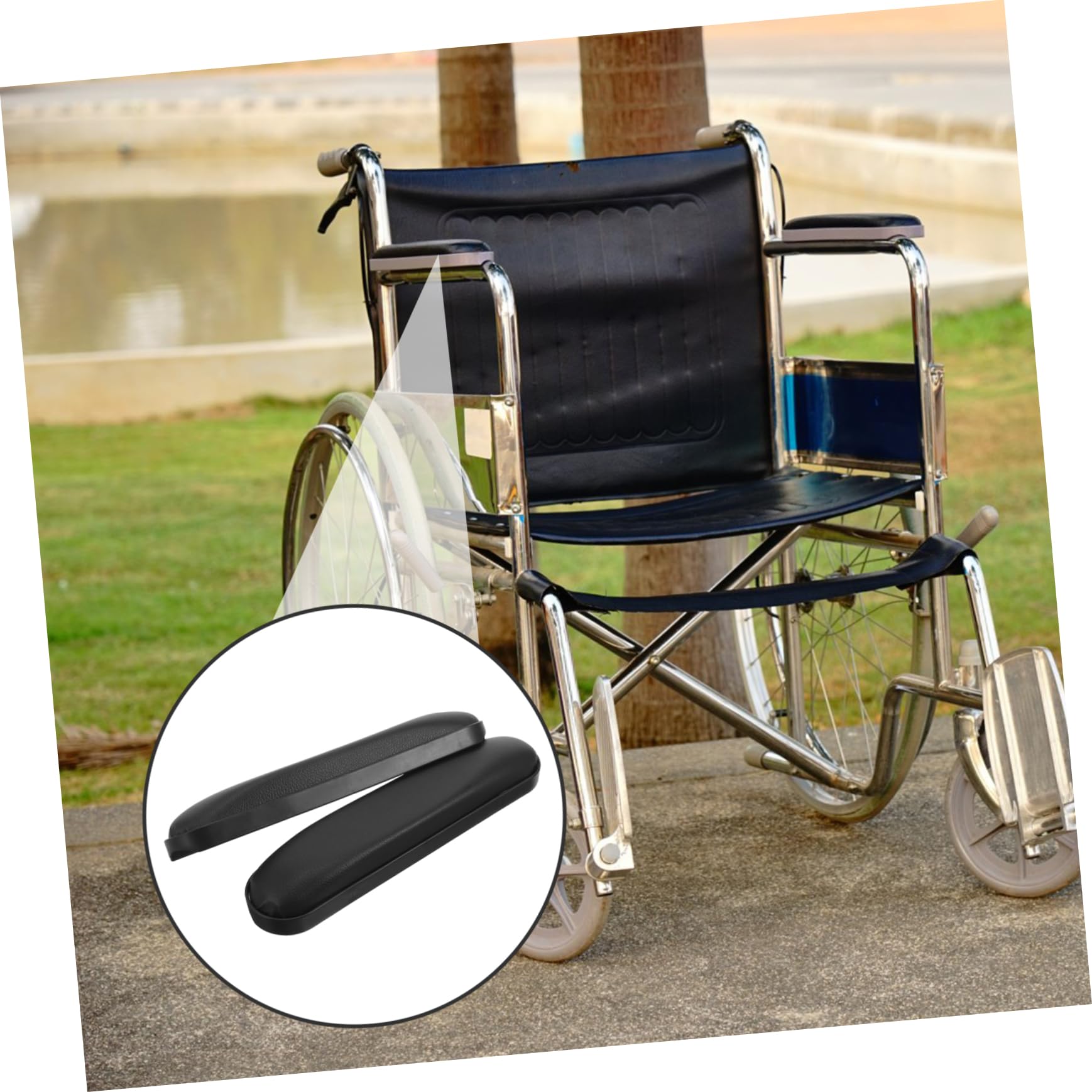 2 Piezas Pasamanos adulto accesorios para sillas de ruedas cojines descansar acolchado soporte para almohadillas de descanso partes sillas ruedas cuero Negro