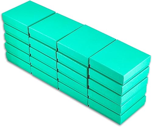Miniatura 8 de TheDisplayGuys - Paquete de 100 cajas de cartón rellenas de algodón #33 para joyería, color verde azulado (3.5 x 3.5 x 1.0 pulgadas), para envío o