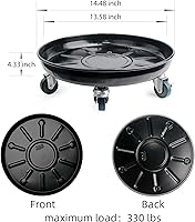 Vista 2 de Choclaif Organizador para plantas con ruedas, paquete de 3 soportes negros resistentes para plantas con ruedas universales, carrito redondo