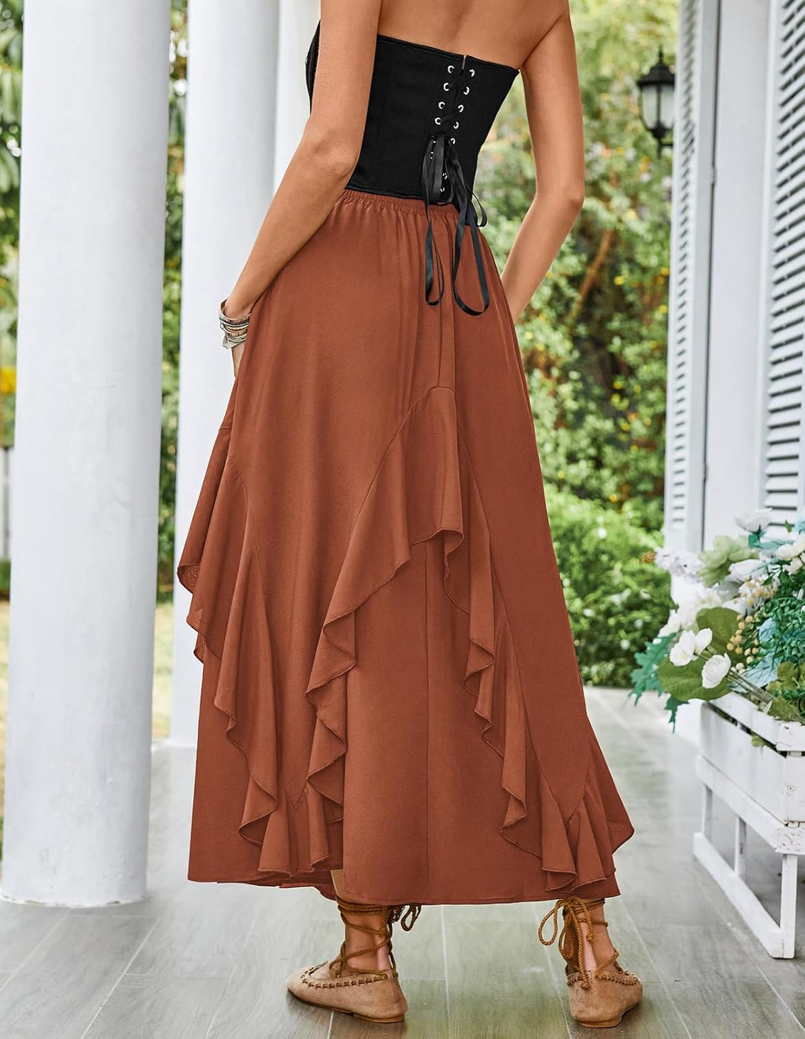 SCARLET DARKNESS Long Skirts for Women 2026 Ruffled Chiffon Flowy Renaissance Maxi Skirt - Image 8