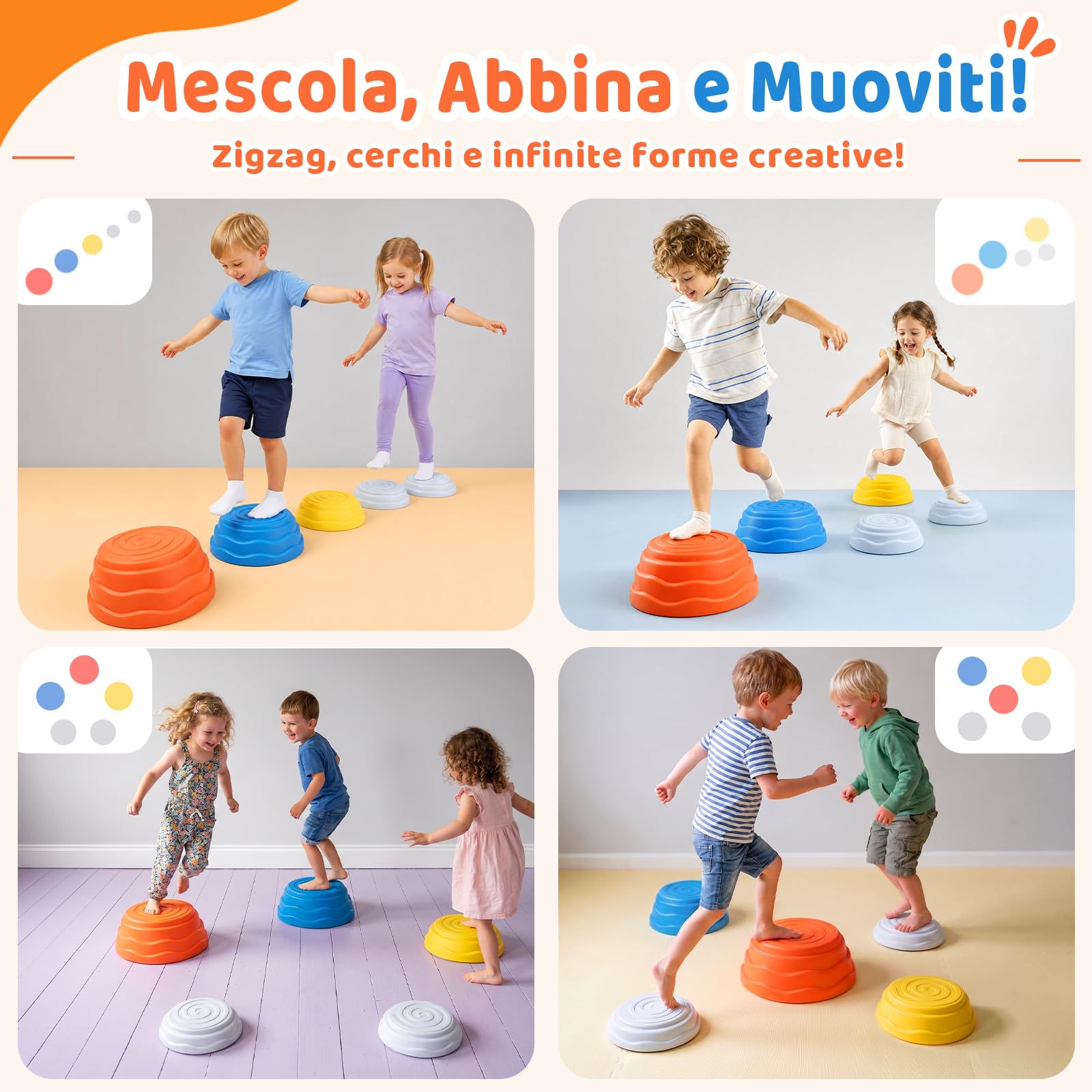 Rtomy Stapelstein, Pietre Equilibrio Bambini, Stepping Stones Giochi da Esterno e Interno, Antiscivolo e Silenzioso, Favorise Equilibrio e Coordinazione, Regalo Bambini 3 4 5 6 Anni