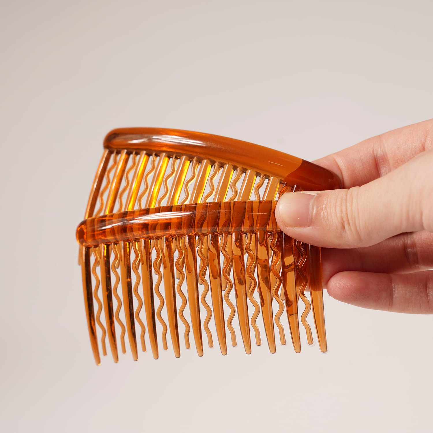 MinoCino Amber Twist Hair Combs for Women French Side Combs with Strong Grip for All Hair Type Lightweight Non-Slip Hair Clips for Daily Use Work
