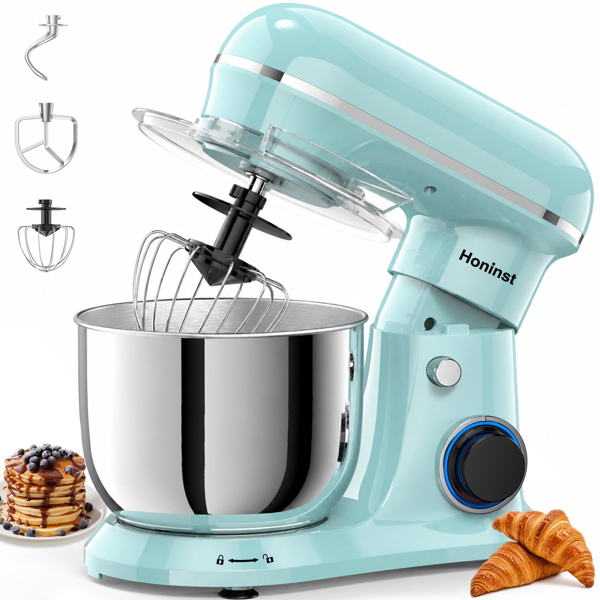 Honinst 4QT Electric Stand Mixer, 10-Speed Tilt-Head Compact Kitchen Mixer