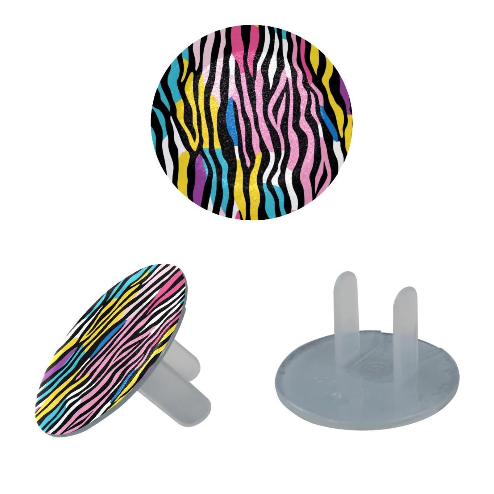 24 Piece Zebra Pattern Child Proofing Outlet Covers Electrical Safety Socket Protection Caps for 2-Prong Power Wall Plate