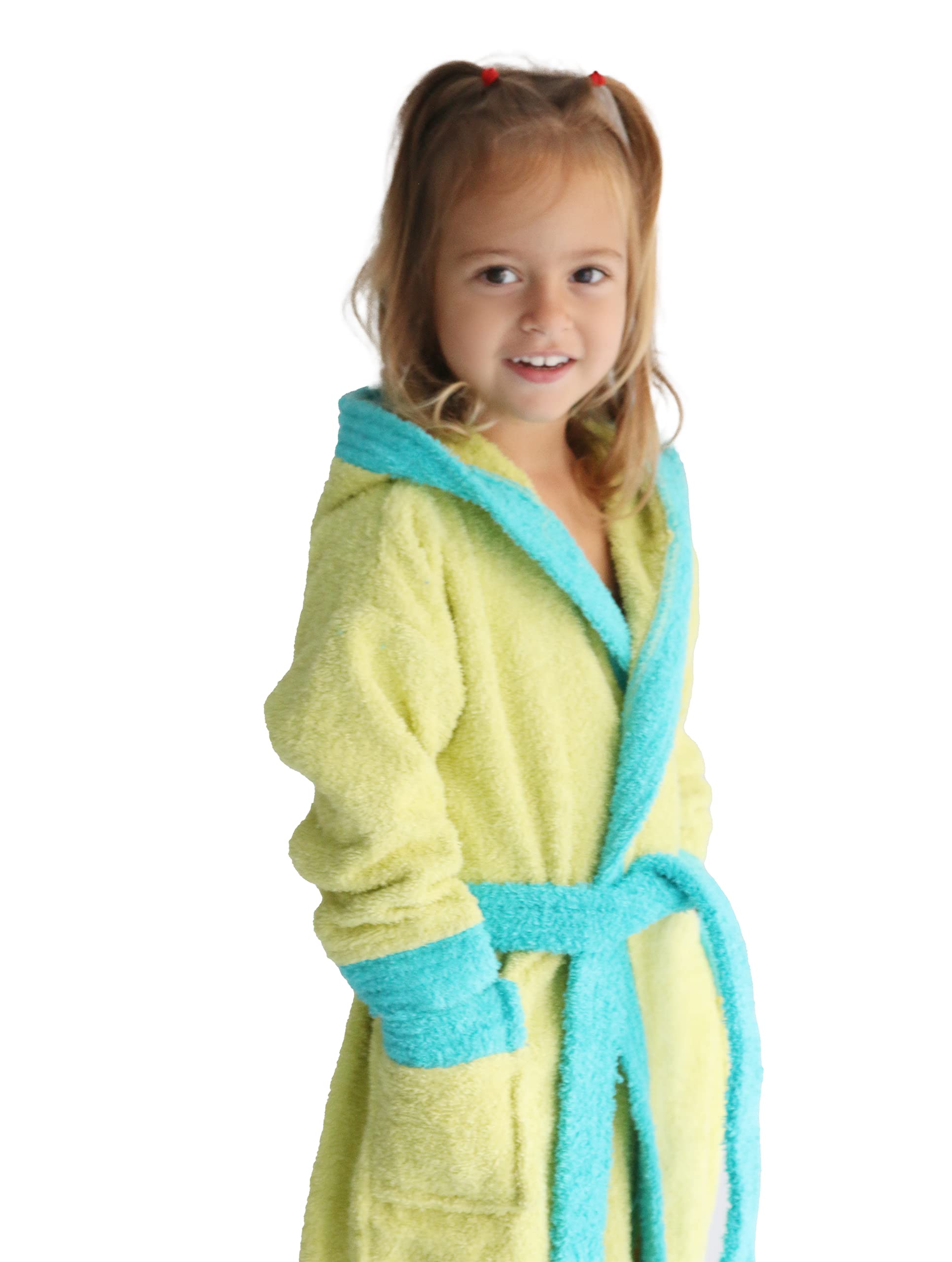 LEBENGOOD - Albornoz Niñas Algodón: Niña, Infantil - 100% Algodón OEKO-TEX® - 2 Bolsillos, Cinturón, Capucha, Albornoces Felpa muy suave con bordados para niñas