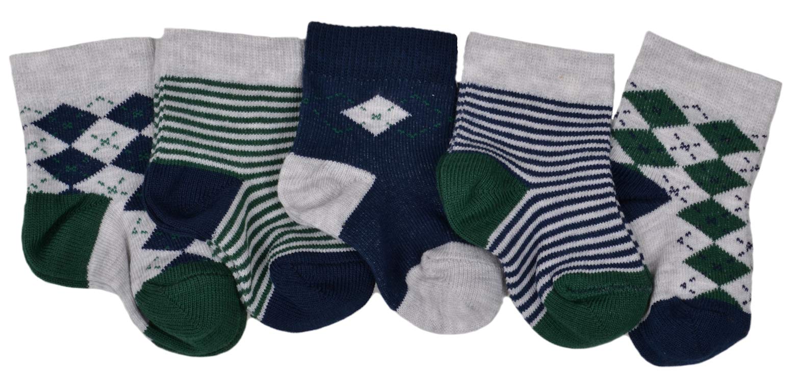 Wb Socks Men's Grey 5 Pairs Of Argyle & Stripes Baby Boys Socks Age 3-6 Months