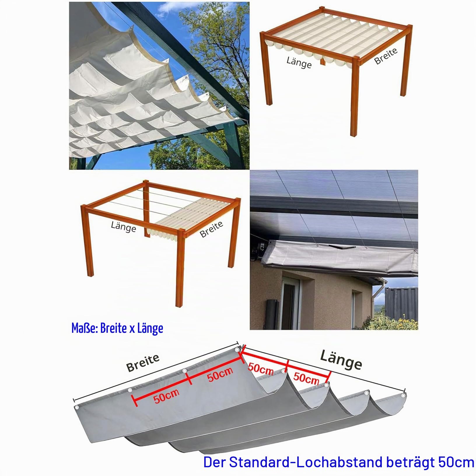 Einziehbares Sonnensegel 5 x 5 m Nach Maß Verstellbar 95% Uv-Schutz Wasserdicht Markisenstoff Inkl. Befestigungsseilen für Balkon Terrasse Garten Pool Camping, Sandgelb
