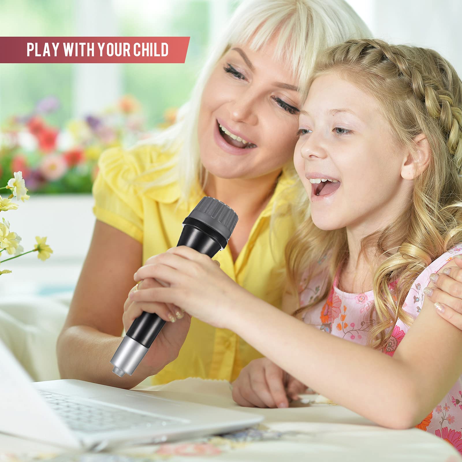 Juego de 6 micrófonos de juguete para niños, 5.7 pulgadas, accesorios de micrófono falso de plástico para karaoke, diversión en escenario, disfraz de fiesta de cumpleaños, accesorios de fiesta 4